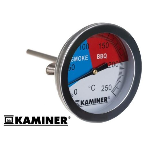 Hög noggrann grill- och röktermometer i rostfritt stål med stor urtavla och temperaturområde 0-250°c