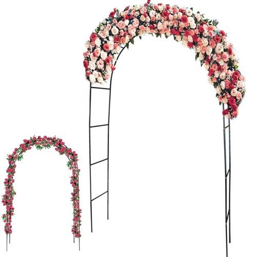 Metallbågpergola för trädgård – växtstöd med hopfällbar design – svart – 12 kg kapacitet