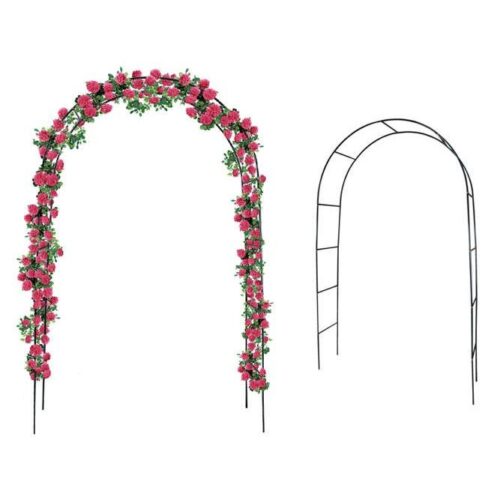 Metallbågpergola för trädgård – växtstöd med hopfällbar design – svart – 12 kg kapacitet