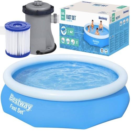 Bestway expansionspool med pump – 305x76cm, kapacitet 3638l, hållbar och UV-beständig