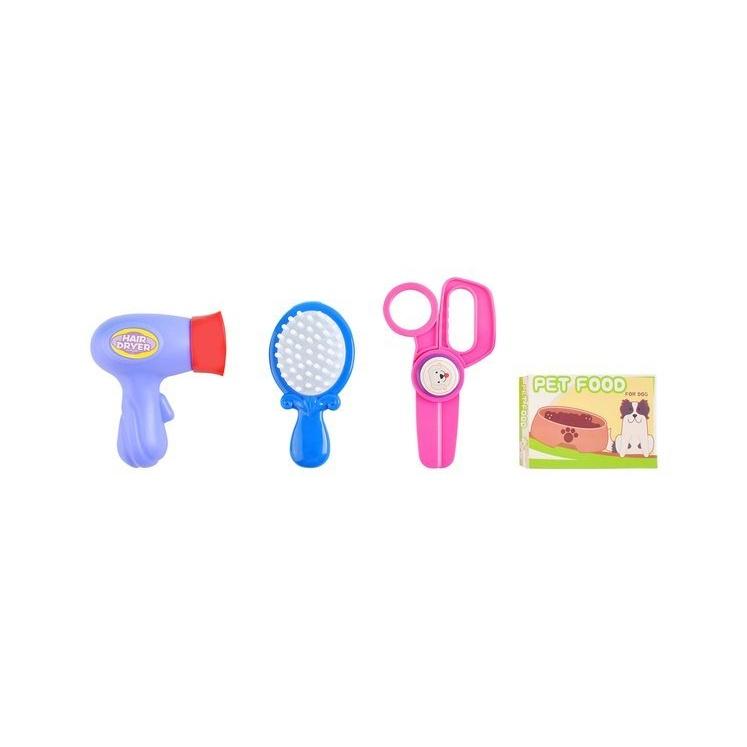 Toydog grooming kit – barnhundspa lekset med ryggsäck, borste, torktumlare och tillbehör för fantasifull lek