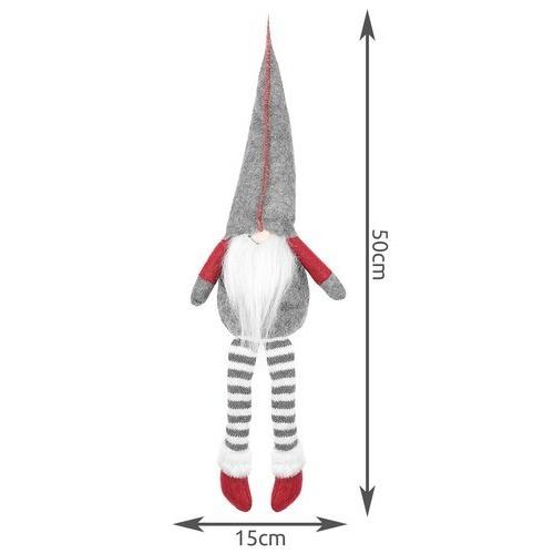 Grå sittande tomte dekoration – festlig tomtefigur för heminredning – perfekt julklapp