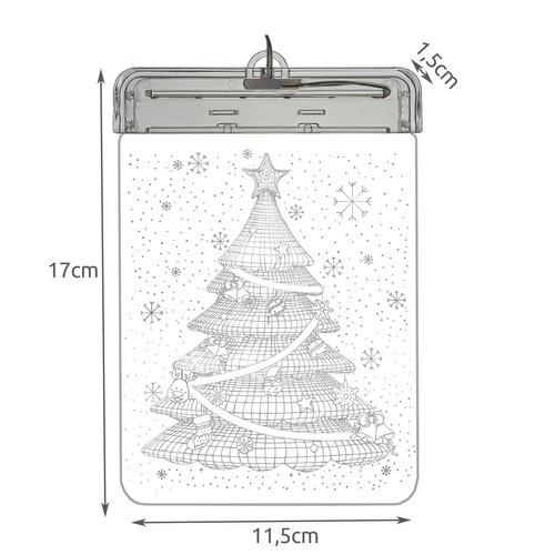 Dubbelsidig batteridriven led målat glas 3d julgransdekoration för fönster varmvitt ljus