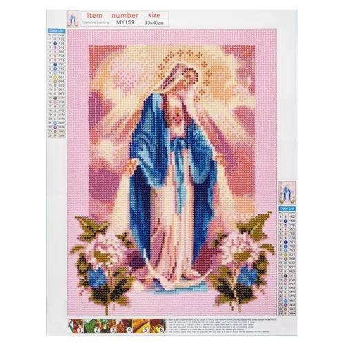 Mosaik diamantmålningssats – ”mary” – 30x40cm – stressavlastning, kreativ aktivitet, unik heminredning