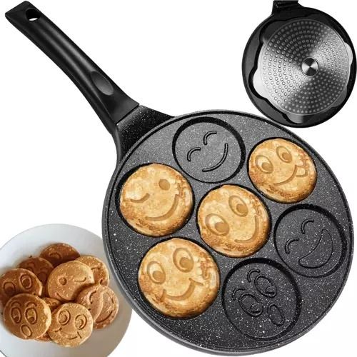 Ruhhy 7-delad emoji stekpanna – non-stick pannkaka och äggmaskin för gas-, el-, induktions- och halogenugnar