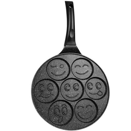 Ruhhy 7-delad emoji stekpanna – non-stick pannkaka och äggmaskin för gas-, el-, induktions- och halogenugnar