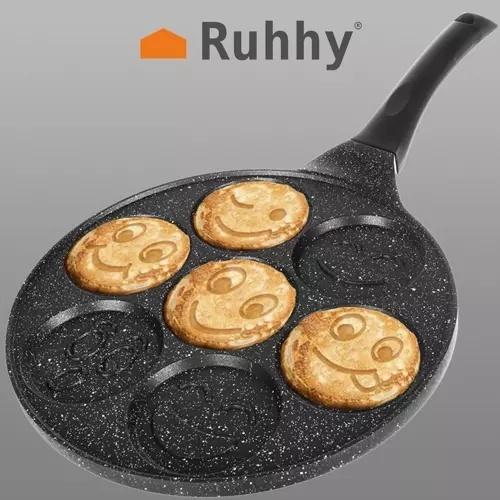 Ruhhy 7-delad emoji stekpanna – non-stick pannkaka och äggmaskin för gas-, el-, induktions- och halogenugnar