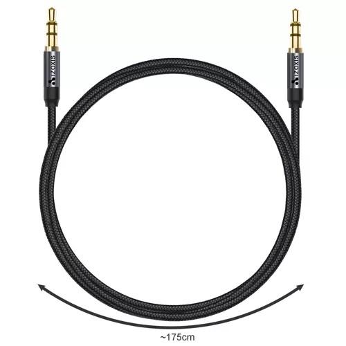 Guldpläterad 3,5 mm aux-kabel – stereoljud, 175 cm lång, trasselfri