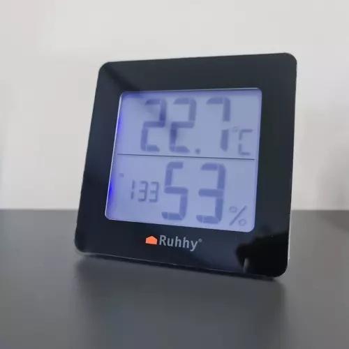 Ruhhy digital väderstation med termometer, hygrometer, väckarklocka och kalender