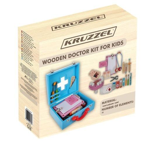 Little doctor tandläkare set – 43 delar trä lekset med fodral, stetoskop, verktyg och mer för fantasifullt rollspel