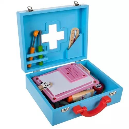 Little doctor tandläkare set – 43 delar trä lekset med fodral, stetoskop, verktyg och mer för fantasifullt rollspel