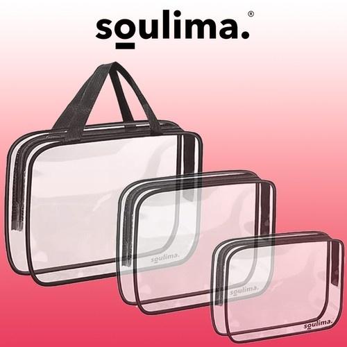 Soulima transparent necessär set om 3 – vattentäta, tsa-godkända, reseklara kosmetikaväskor för män och kvinnor