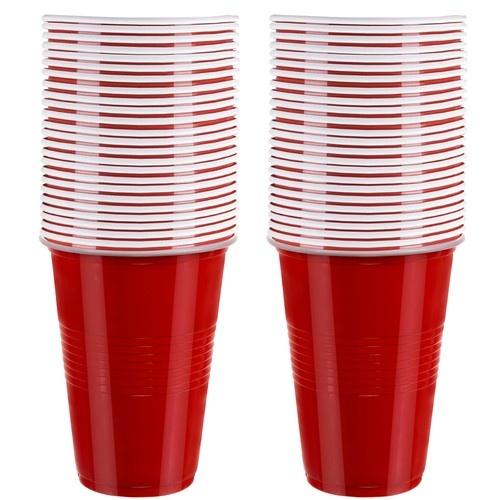 Ruhhy 50-delars röd beer pong set – festspel med koppar och bollar (450ml)