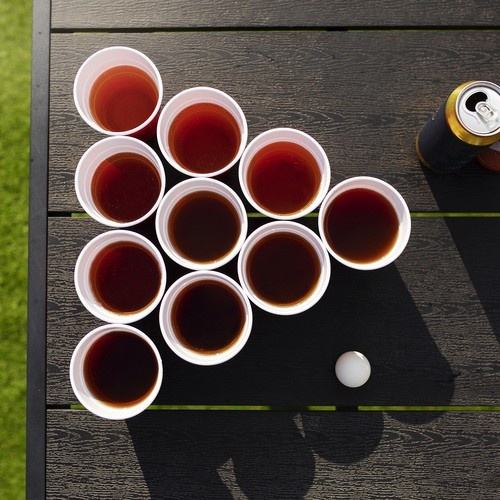 Ruhhy 50-delars röd beer pong set – festspel med koppar och bollar (450ml)