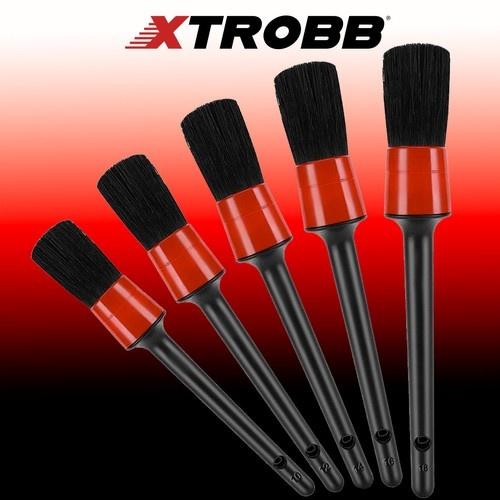 Xtrobb detaljborstar set om 5 + mikrofiberduk för bilinredning