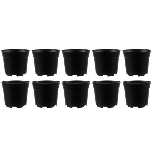 10-pack svarta produktionskrukor – 2 liters kapacitet, tjock flexibel plast för plantor och groning – 16 cm diameter