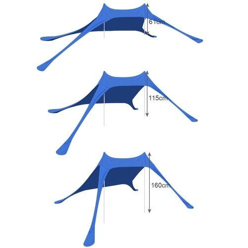 Trizand 982 strandtält uv-skydd, 4,5×4,5ft solskydd med stavar och väska