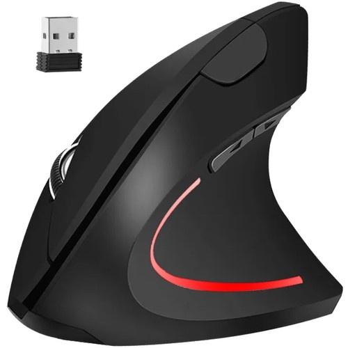 Izoxis 21799 trådlös vertikal ergonomisk mus – 6 knappar, justerbar dpi, usb nano-mottagare, högerhänt, svart