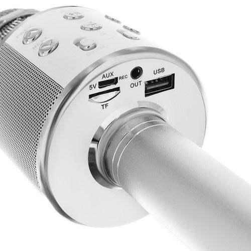 Izoxis karaokemikrofon med högtalare – silver, röstmodulering, bluetooth 4.0