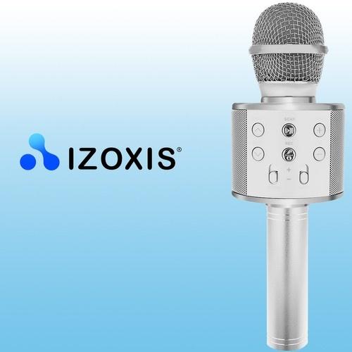 Izoxis karaokemikrofon med högtalare – silver, röstmodulering, bluetooth 4.0