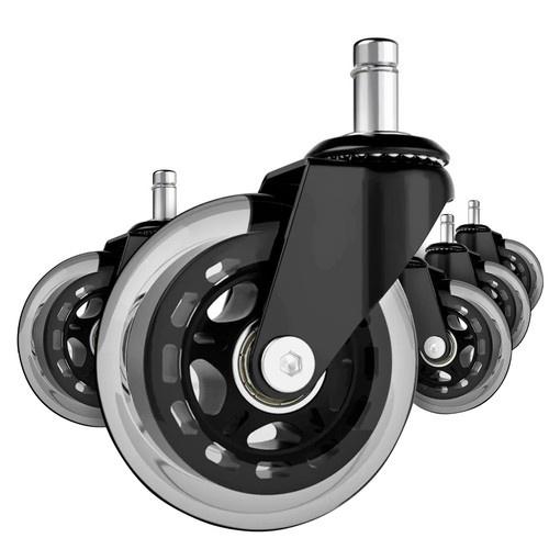 Malatec 5-pack kontorsstolshjul – gummi, tyst, universell ersättning för spel- och snurrstolar (11 mm skaft)