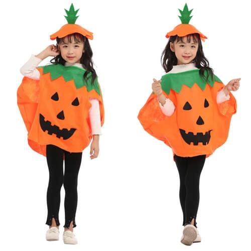 Barns 3-delade pumpadräkt – bekväm och rolig halloween-outfit med hatt och godispåse