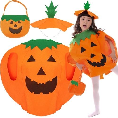 Barns 3-delade pumpadräkt – bekväm och rolig halloween-outfit med hatt och godispåse