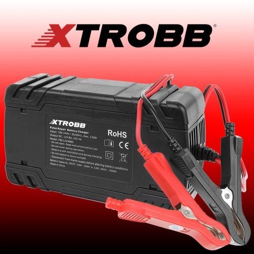 Xtrobb 463 automatisk batteriladdare – 12v/24v, blysyra, skydd och reparation