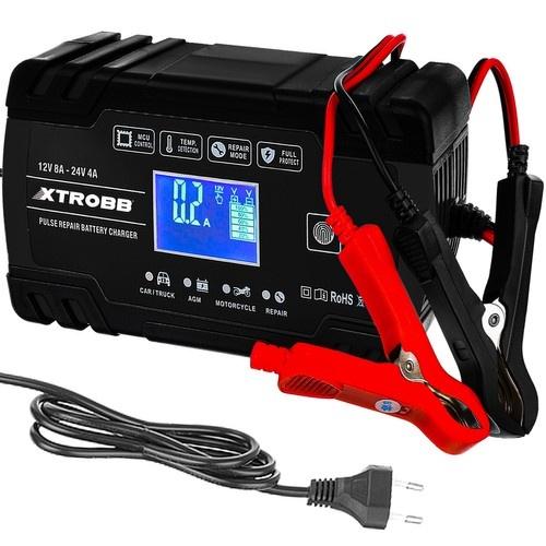 Xtrobb 463 automatisk batteriladdare – 12v/24v, blysyra, skydd och reparation