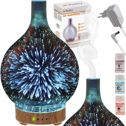 Ruhhy 256air 3-i-1 ultraljudsluftfuktare med aromdiffusor, led nattlampa och timer (100ml)