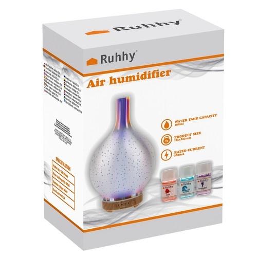 Ruhhy 256air 3-i-1 ultraljudsluftfuktare med aromdiffusor, led nattlampa och timer (100ml)