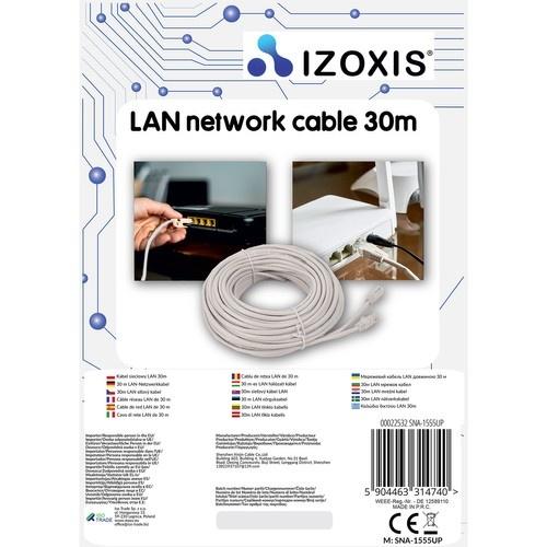 Izoxis 532 30m gigabit lan-kabel – snabb Ethernet-nätverkskabel för router, modem, dator, guldpläterade rj45-kontakter