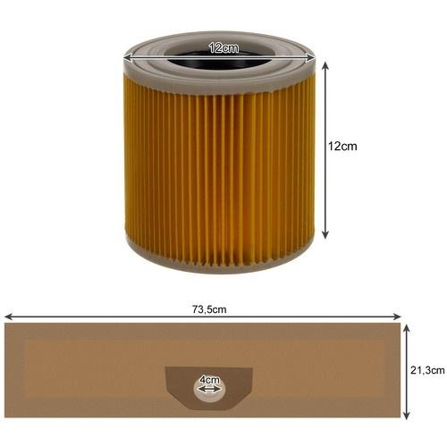 Malatec 580 dammsugarpåse och filterset – 10 påsar + högkvalitativt filter för industriella dammsugare