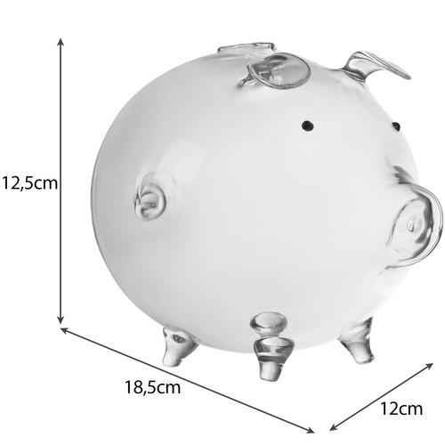 Spargris i transparent glas – spargryta i grisform för barn och vuxna 12,5 x 18,5 x 12 cm