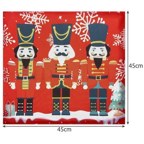 Röd grön vit svart nötknäppare julkuddfodral – dragkedja, polyester, 45x45cm