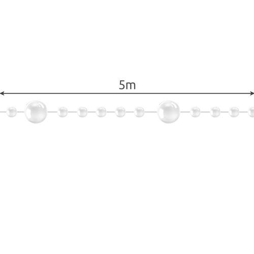 5 meter pärl julgransgirlang – eleganta vita dekorationer för träd och kransar