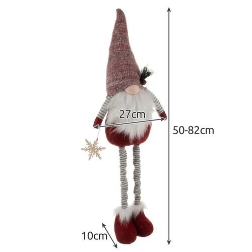 Teleskopisk jultomte-tomtedekoration, höjd 60-82 cm, böjbar hatt, festlig högtidsfigur för träd eller öppen spis