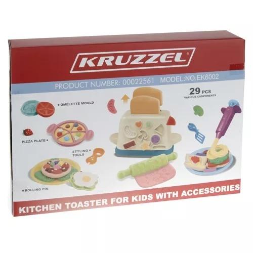 Kruzzel 561stor set – leksaksleksak med plastdeg, brödrost och tillbehör för kreativa barn