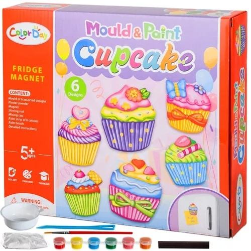 DIY cupcake och muffins magnet kit – kreativ konst och hantverk för barn med färg, pensel och form 6-pack