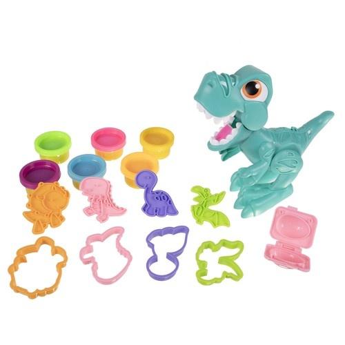 Dinosaurielekset: ätbar och liggande dino + plasticinedeg 6 färger