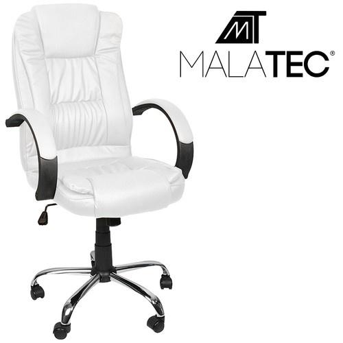 Malatec kontorsstol i vit ekoläder: justerbar, ergonomisk och bekväm