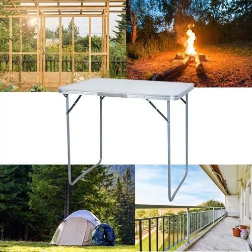 Lättvikts hopfällbart turistbord med bärhandtag – 80 x 60 cm camping picknickbord i aluminium