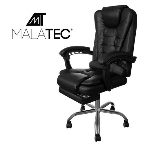 Malatec 286 svart ergonomisk kontorsstol med justerbart fotstöd och lutning – svart ekoläder