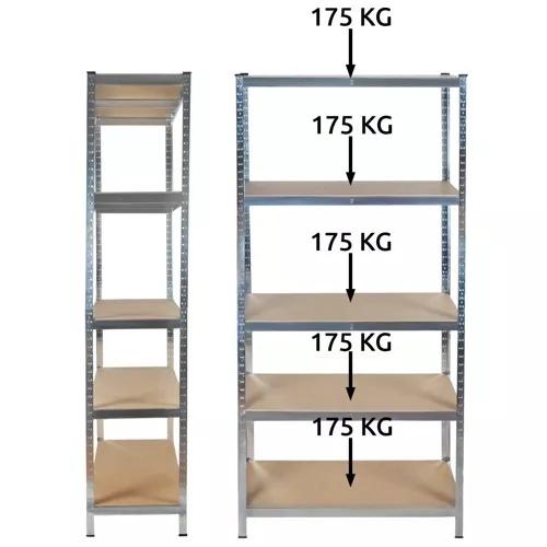 Kraftig förvaringshylla med 5 hyllor – 875 kg kapacitet, 2x100x45 cm lagerhylla