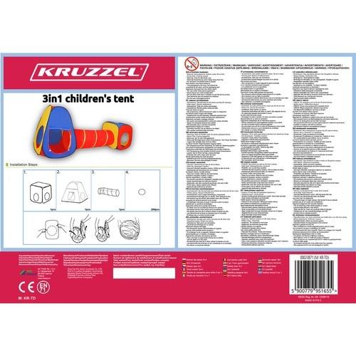 Kruzzel 3-i-1 barntält lekstuga set: tipi, tunnel och hus