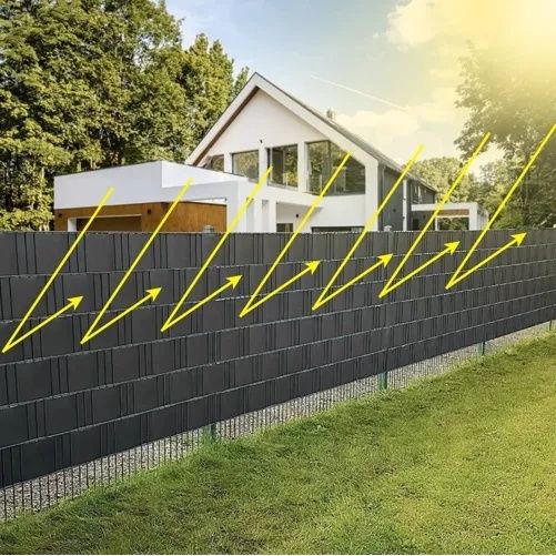 Premium 630g/m2 antracit stängseltejp – UV-beständig, väderbeständig och enkel installation (19x35m med 25 klämmor)