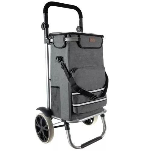 Malatec stor hopfällbar shoppingvagn – heavy duty med skumhjul, justerbart handtag, 40l kapacitet, max belastning 30kg