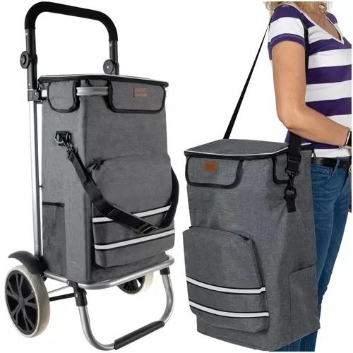 Malatec stor hopfällbar shoppingvagn – heavy duty med skumhjul, justerbart handtag, 40l kapacitet, max belastning 30kg