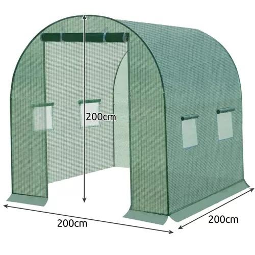 2x2x2m trädgårdstunnelskydd med dragkedja och myggnät 140g/m2 folie