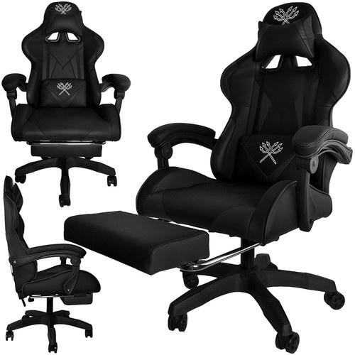 Dunmoon gaming stol – svart, ergonomisk design m/silikonhjul och fotstöd